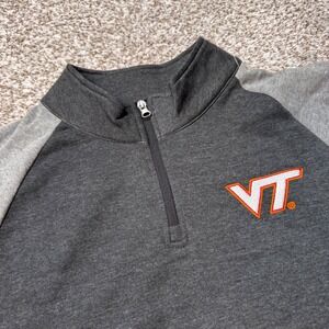 Virginia Tech Hokies VT Men 2XL XXL Gray Quarter 1/4 Zip Pullover Sweatshirt New